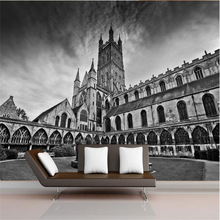 Beibehang-Fondo de Fotografía Arquitectónica panorámica en blanco y negro, mural grande personalizado de pared, papel tapiz de seda verde 2024 - compra barato