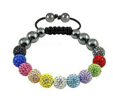 ¡Envío Gratis! Gran estilo osn mejor Multicolor 10mm Micro pavimento Disco pulsera de bolas de cristal de las mujeres 2024 - compra barato