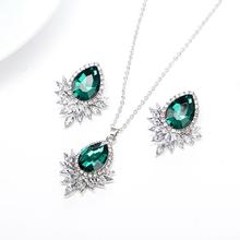 Wedding Bridal Jewelry Set Water Drop Pendant Rhinestone Inlay Necklace Earrings trendy 2024 - buy cheap