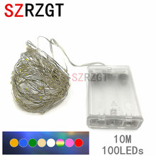 3AAA Battery Powered  10M 100Leds Silver Led Copper Wire String Light Decorative Fairy Lights 2024 - buy cheap