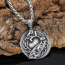 Nordic viking amuleto drgon dreki jormungand nó pingente colar de aço inoxidável com valknut rune presente saco 2024 - compre barato