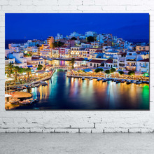 Pinturas decorativas de pueblo mediterráneo, ciudad, paisaje urbano, imagen impresa, lienzo de tela, póster artístico de pared 2024 - compra barato