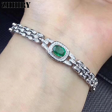 ZHHIRY Natural Emerald Bracelet Genuine 925 Sterling Silver Real Gemstone Bracelets For Women Fine Jewelry 2024 - buy cheap