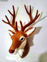 large 18x27cm simulation deer's head hard model prop polyethylene&real furs wall pandent handicraft home decoration gift s1569 2024 - buy cheap