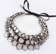 Bib statement ribbon acrylic collar necklace wholesale necklace Handmade Gems Crystal Choker Necklaces Statement Jewelery dickie 2024 - buy cheap