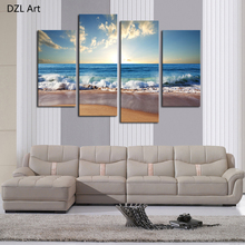 4 Pcs(No Frame) Hot Beach Seascape Modern Wall Painting Home Decorative Art Picture Paint On Canvas Prints Pictures 2024 - buy cheap