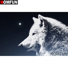 HOMFUN-pintura de diamante 5D DIY "Animal wolf", cuadrados o redondos de imitación bordado de diamantes, estilo punto de cruz 3D, decoración del hogar, A17569 2024 - compra barato