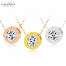 FYSARA Roman Numerals Necklace Pendant Crystal Trendy Statement Short Necklace For Women Luxury Love Choker Jewelry Wholesale 2024 - buy cheap