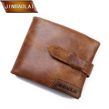 JINBAOLA 2019 Vintage Genuine Leather Men Wallets Zipper Coin Purse Short Men Purse Male Card Holder Mens Wallet Pocket Carteira 2024 - buy cheap
