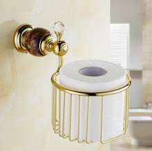 Free Shipping 2016 New Bathroom Accessories,Natural Marble & brass Gold Finish Roll holder,Toilet Paper Holder ,Tissue  Basket 2024 - buy cheap