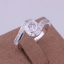 R144 Wholesale 925 jewelry silver plated ring, silver plated  fashion jewelry, inlaid stone dual-groove Ring /ansajeza dziamqpa 2024 - buy cheap
