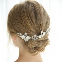Silver color Crystal Wedding Hair Pins Set Flower Bridal Hair Accessories Fashion Women Headpiece Jewelry 2024 - buy cheap