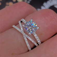 Женские серебряные кольца Tisonliz, обручальные кольца с круглыми кристаллами, обручальные кольца с цирконием, ювелирное изделие в подарок с подвесками, Прямая поставка 2024 - купить недорого