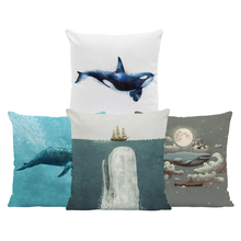 Funda de almohada creativa de terciopelo para sala de estar, cojín náutico del gatito, color azul, caballito de mar, moderno, 45x45cm 2024 - compra barato