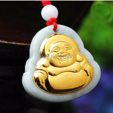 Hot sale 100% Natural Jadeite new 24K Yellow gold Buddha Pendant With Certificate 2024 - buy cheap