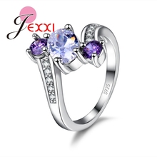 Anillos de Compromiso de boda de Plata de Ley 925 con diseño romántico elegante para mujer anillo de dedo de cristal CZ joyería 2024 - compra barato