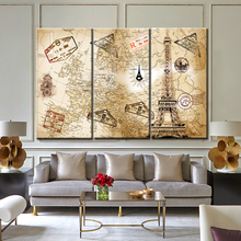 Posters and Prints Wall Art Canvas Painting, Modern 3Panels World Map Wall Art Decorative Pictures for Living Room Home Decor 2024 - buy cheap