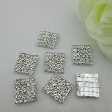 (CM49)100pcs 17mm square rhinestone buckle in silver for wedding invirtation card 2024 - buy cheap