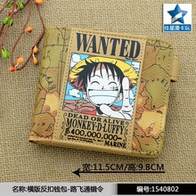 Brown Anime Pirate King the WANTED Luffy Horizontal Wallet/Short Purse With Button 2024 - buy cheap