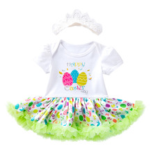 Bodysuit recém-nascido macacão ovos de páscoa vestidos recém-nascidos coelho dos desenhos animados tutu vestido da menina do bebê verão vestidos do bebê 2024 - compre barato