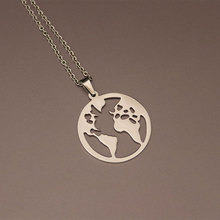 1pc Globe World Map Choker Necklace Stainless Steel Necklace Earth Pendants Necklaces Women Men Kids Fashion Minimalist Jewelry 2024 - buy cheap