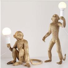 Luminária pendente de macaco dourado em resina, para parede com lâmpada e27, para decoração 2024 - compre barato