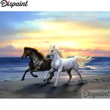 Dispaint Full Square/redondo taladro 5D DIY pintura de diamante "Animal horse" bordado punto de cruz 3D decoración para el hogar A11850 2024 - compra barato