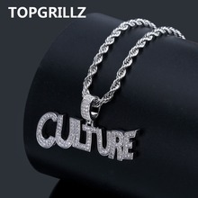 TOPGRILLZ Men's Jewelry Hip Hop Bubble Letters CULTURE Pendant Necklace Tennis Chain Gold Silver Color Iced Out CZ Necklace Gift 2024 - buy cheap
