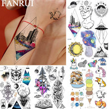 FANRUI Watercolor Geometric Rhombus City Temporary Tattoo Sticker For Men Women Rose Flower Arm Tatoos Body Art Arm Leg Tattoos 2024 - buy cheap