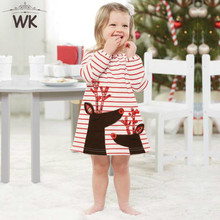 2021 New Autumn Christmas Stripe Dress Girl Dress For Baby Princess Dress Girls Clothes Christmas Party Deer Kids Clothes 2024 - buy cheap