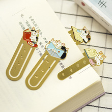 Marcapáginas de gato japonés de dibujos animados, marcador de libros Kawaii de gatitos, marca de Metal, material de papelería para escuela y oficina, 1 ud. 2024 - compra barato