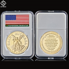 American Guardian-Arcángel de oración, Saint Michael, patrón de aplicación de la ley, moneda de oro con caja de monedas de lujo 2024 - compra barato