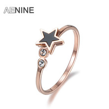 AENINE-anillos de acero inoxidable con forma de estrella para mujer, Color oro rosa, Circonia cúbica, accesorios de anillo para mujer, joyería AR18010 2024 - compra barato