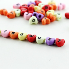 Wholesale 11*10*7mm Mixed Colors White Alphabet Letter Acrylic Loose Heart Beads DIY Jewelry Making Accessories LB-43 2024 - buy cheap