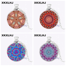 Xkxlhj colar feminino de vidro, colar com mandala, chakra, impulsionador do espinho, joia de meditação, budismo indiano 2024 - compre barato