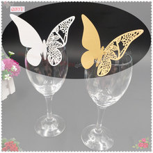 50PCS Glass Cup Decorations Paper Butterfly Shaped Laser Cut Placed Name Mark Cards Festival & Event Decor 7ZSH860-50 2024 - buy cheap