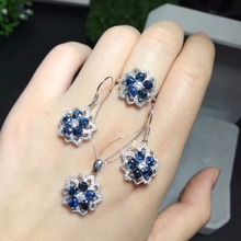 Natural sapphire suit, latest style, ring stud earrings, 925 silver, good gemstones, natural gemstones 2024 - buy cheap