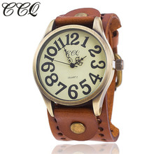 CCQ Brand Vintage Cow Leather Number Dail Watch Casual Women Men Wristwatch Luxury Quartz Watches Relogio Masculino 2024 - buy cheap