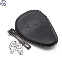 Universal Motorcycle Black Retro Fire Skull Logo Style Pu Leather Solo Seat+Spring Bracket for Honda Yamaha Custom Cafe Racer 2024 - buy cheap