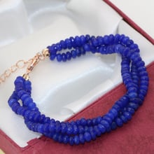 Wholesale price 3rows bracelets multilayer blue lapis lazuli stone jades chalcedony 2*4mm faceted abacus jewelry 7.5inch B2781 2024 - buy cheap