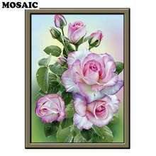 30x40 Full Square/Round Drill 5D DIY Diamond Painting "Flowers,pink rose" 3D Embroidery Cross Stitch 5D Home Decor 2024 - buy cheap