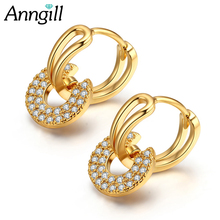 Classic Design Gold color Charm Austrian Crystal Hoop Earrings Shiny Rhinestone Delicate Earring Wedding Jewelry Hot Sale 2024 - buy cheap