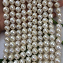Nuevo 10-11 MM perlas blancas de agua dulce 15 pulgadas hebra Nucleated barroco Suelto 2024 - compra barato