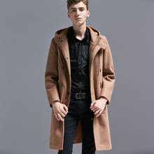 Caliente 2021 nuevo Otoño e Invierno de los hombres ropa marca saco de lana con capucha con cremallera para hombre-breasted Britpop de talla grande chaqueta de lana 2024 - compra barato