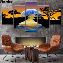5 pcs Diamond Painting Africa Elephants DIY Diamond Embroidery Sunset landscape 5D Full Square Mosaic Pictures by Numbers 2024 - buy cheap