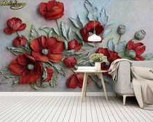 Beibehang-papel tapiz personalizado en relieve 3D, mural de belleza roja en relieve, decoración del hogar, papel de pared para sala de estar 2024 - compra barato