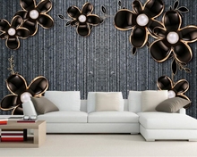 Negro en relieve flor mármol 3d mural papel tapiz papel de parede habitación sofá Pared de TV dormitorio papeles tapiz decoración del hogar KTV BAR 2024 - compra barato