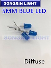 500 шт./лот 5 мм синий светодиодный Диод круглый рассеянный синий цвет лампа F5 DIP Highlight Новая оптовая продажа электронных 2024 - купить недорого
