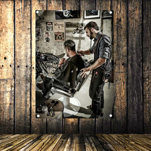 Бритья стрижки Ретро плакат баннер, флаг гобелены рекламные вывески настенное крепление парикмахерской Настенный декор 96x144 см 2024 - купить недорого