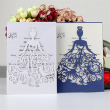 5 Colors Modern hollow out pocket wedding invitation card with envelope printed cards laser cut cover elegant party invites 2024 - buy cheap